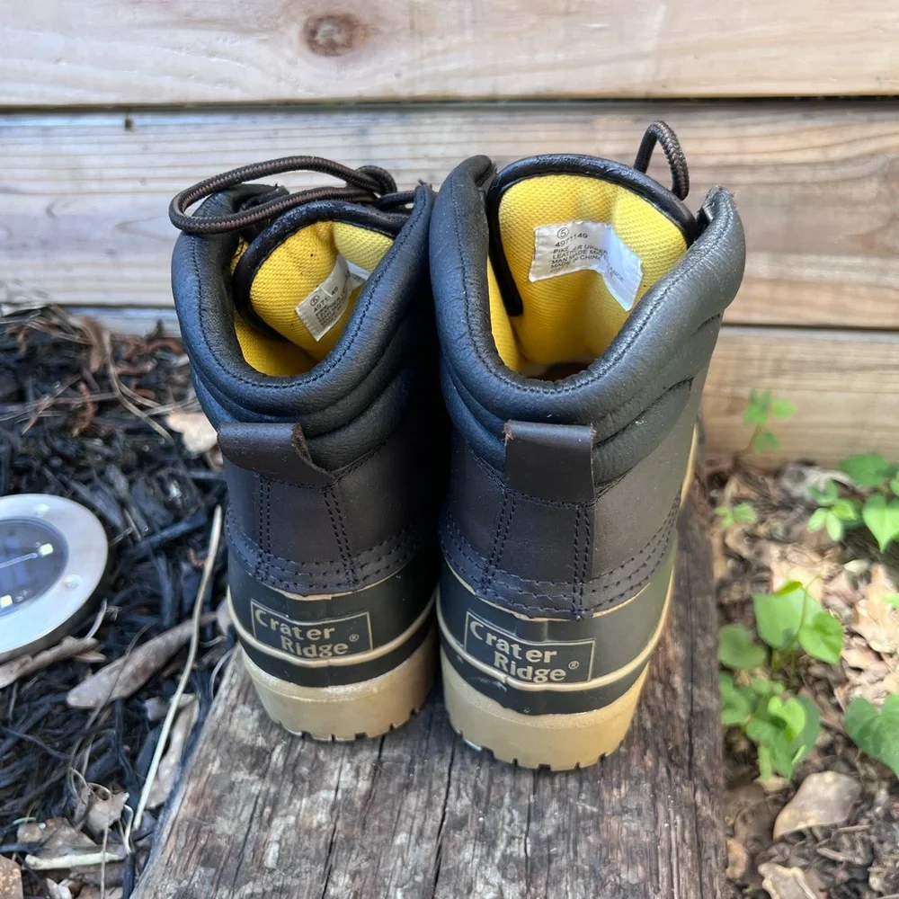 Kids Waterproof Black and Tan Duck Boots - Rugged Lace-Up Winter Boots